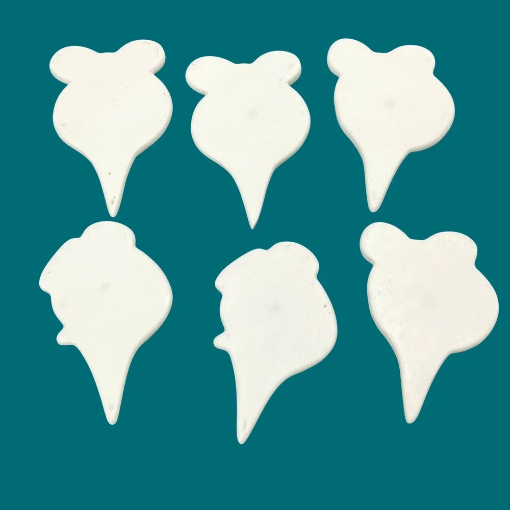 Set 6 Vintage White Ceramic Mouse Cheese Markers Whimsical Charcuterie Tags